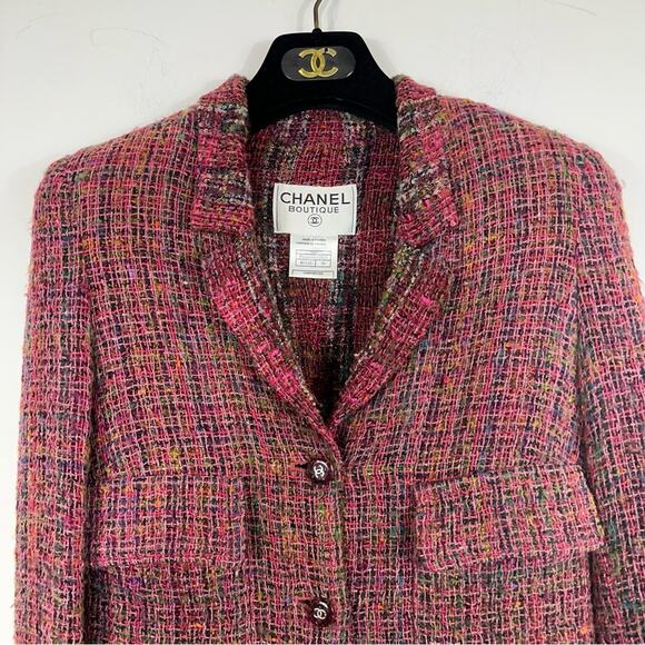 Chanel 1998 Fall Collection Pink Tweed Vintage Blazer Jacket FR 38 US 6 - Picture 10 of 14